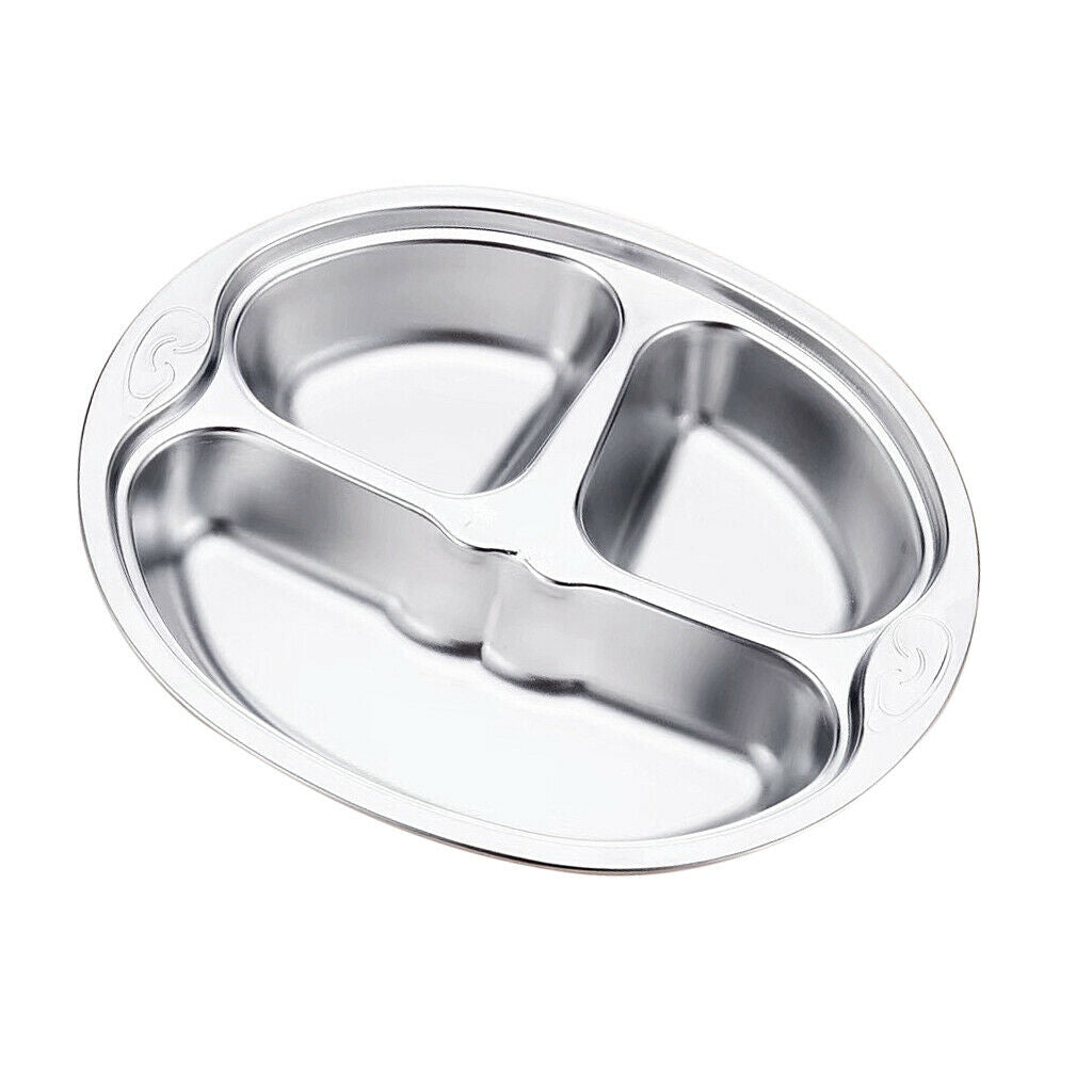 Stainless Steel Divided Kids Plate ,Dinner Snack Food Separated Container
