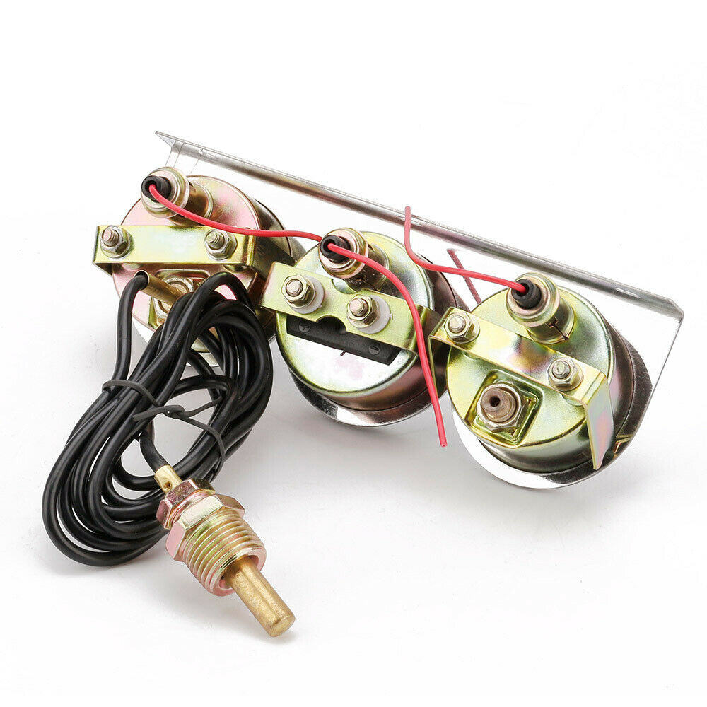 2" 52mm Car Triple Gauge Kits Volts Water Temp Celsius / Fahrenheit Oil Press