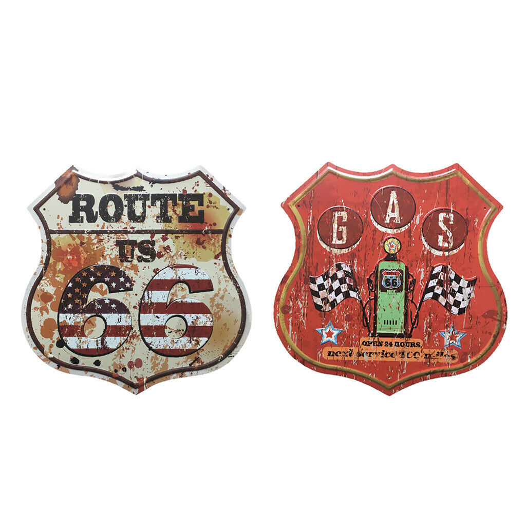 2x Cast Iron Metal Gas Station Advertising Decor  Plaque Plate Ad Sign