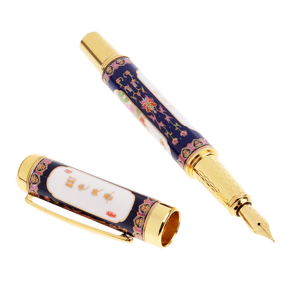 2pcs Chinese Element Peony Pattern Fountain Pen Writing Smoothly Writing