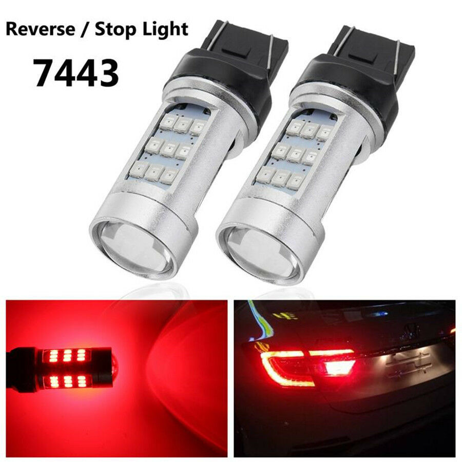2pcs T20 7443 W21/5W Red LED Flashing Reversing/Brake Light 780LM Light No Delay