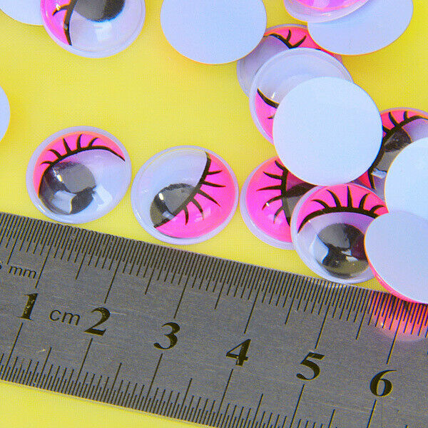Plastic Movable Wiggly Eyes With Eyelash Pink 15mm