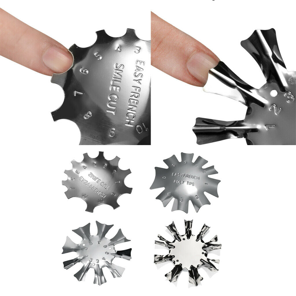 4x Stainless Steel Smile Line Trimmer French Nail Art Trimming Stencil Forms