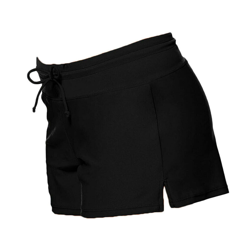 Women Swim Boardshort Boy Style Shorts Surf Bikini Swimwear Bottom 3XL Black