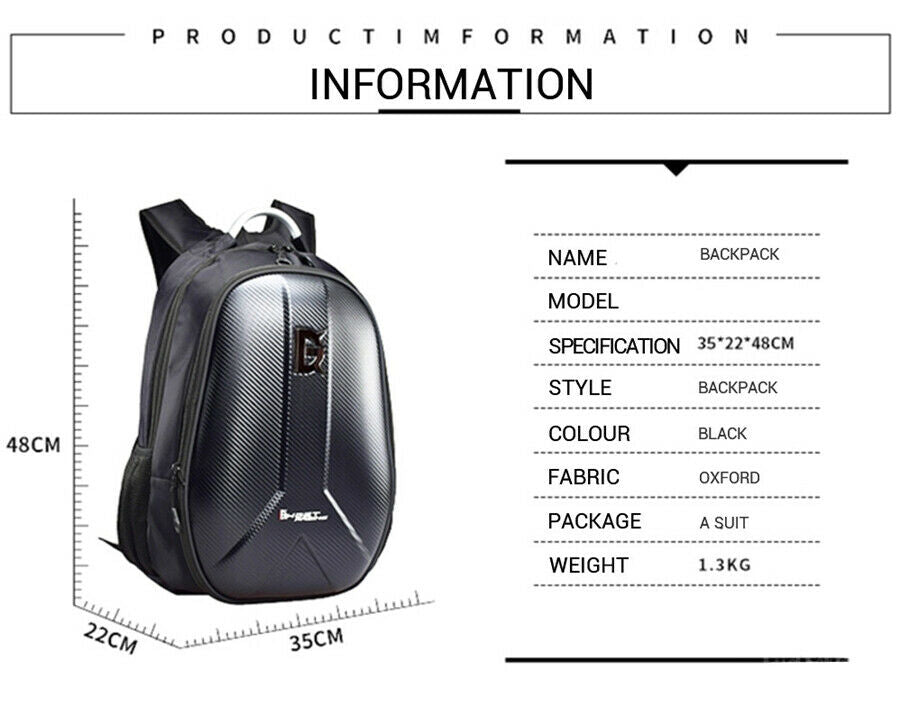 HighCapacity Motorcycle Backpack Motorbike Helmet Bag Waterproof USB Charge Plug