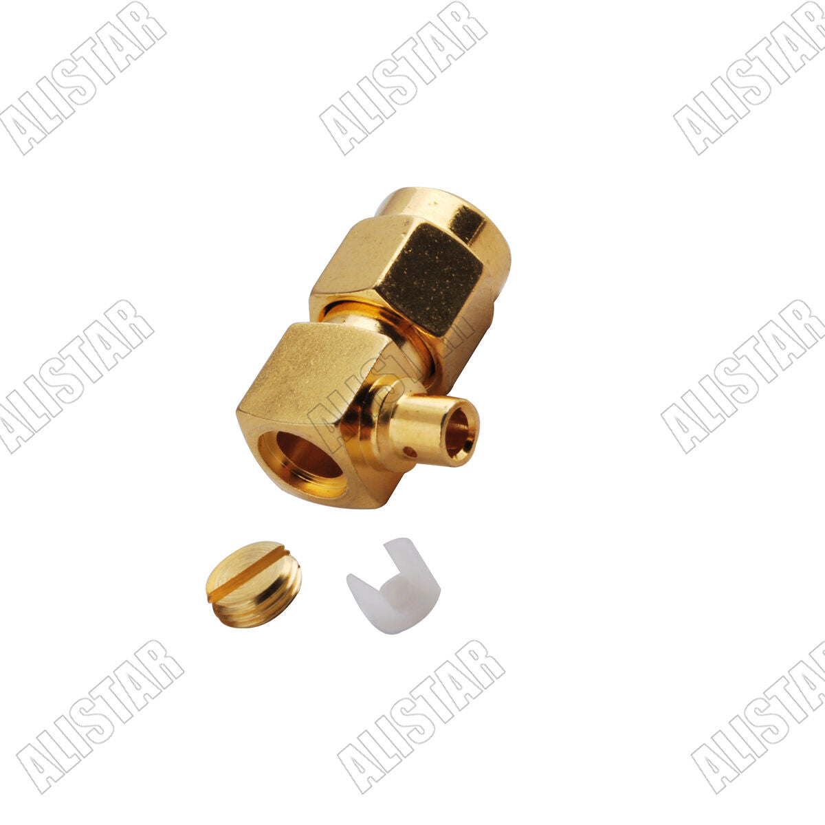 10x connector RP-SMA male jack pin right angle Solder semi-rigid RG405 0.086"
