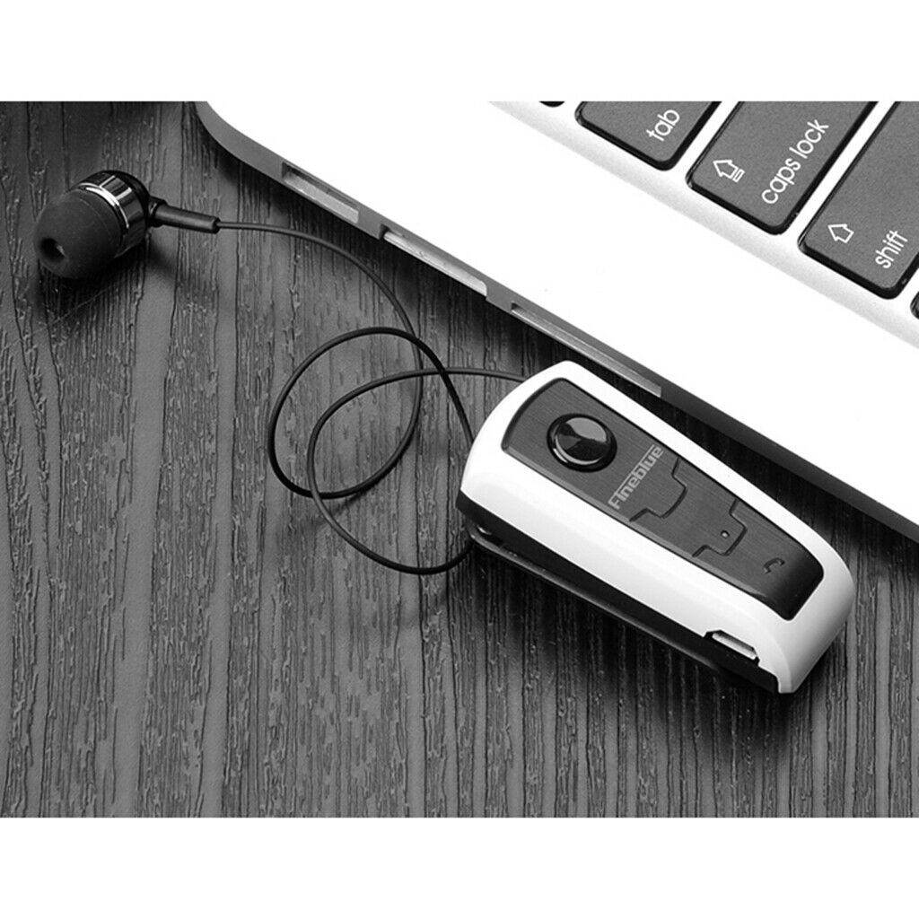 Bluetooth Wireless Headset Clip Earphone Earbud Earpiece Handsfree White