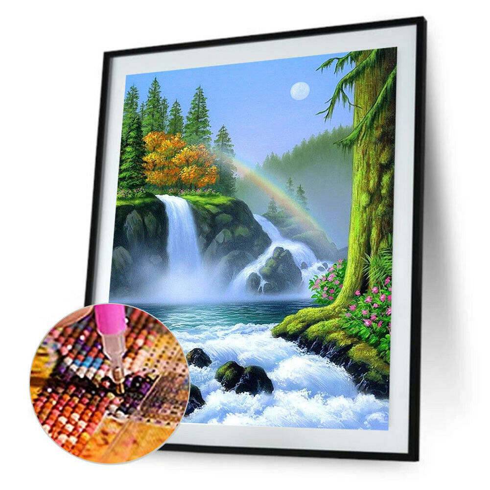 DIY Rainbow Waterfall 5D Diamond Painting Embroider Full Drill Cross Stitch @