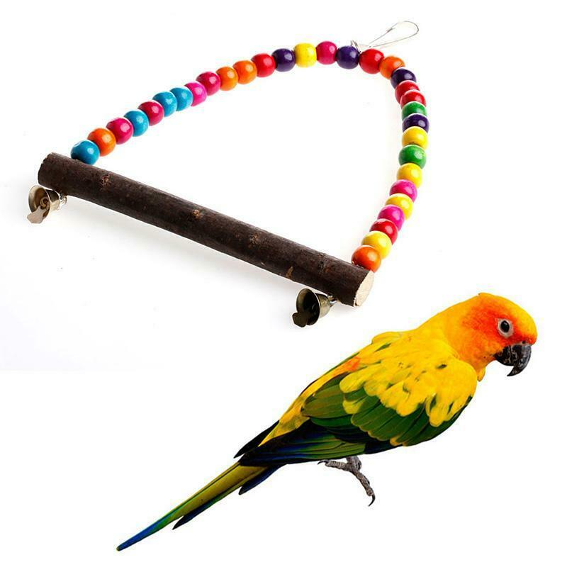 Wooden Bird Parrot Swing Toys Parakeet Cockatiel Lovebird Budgie Cage Hanging