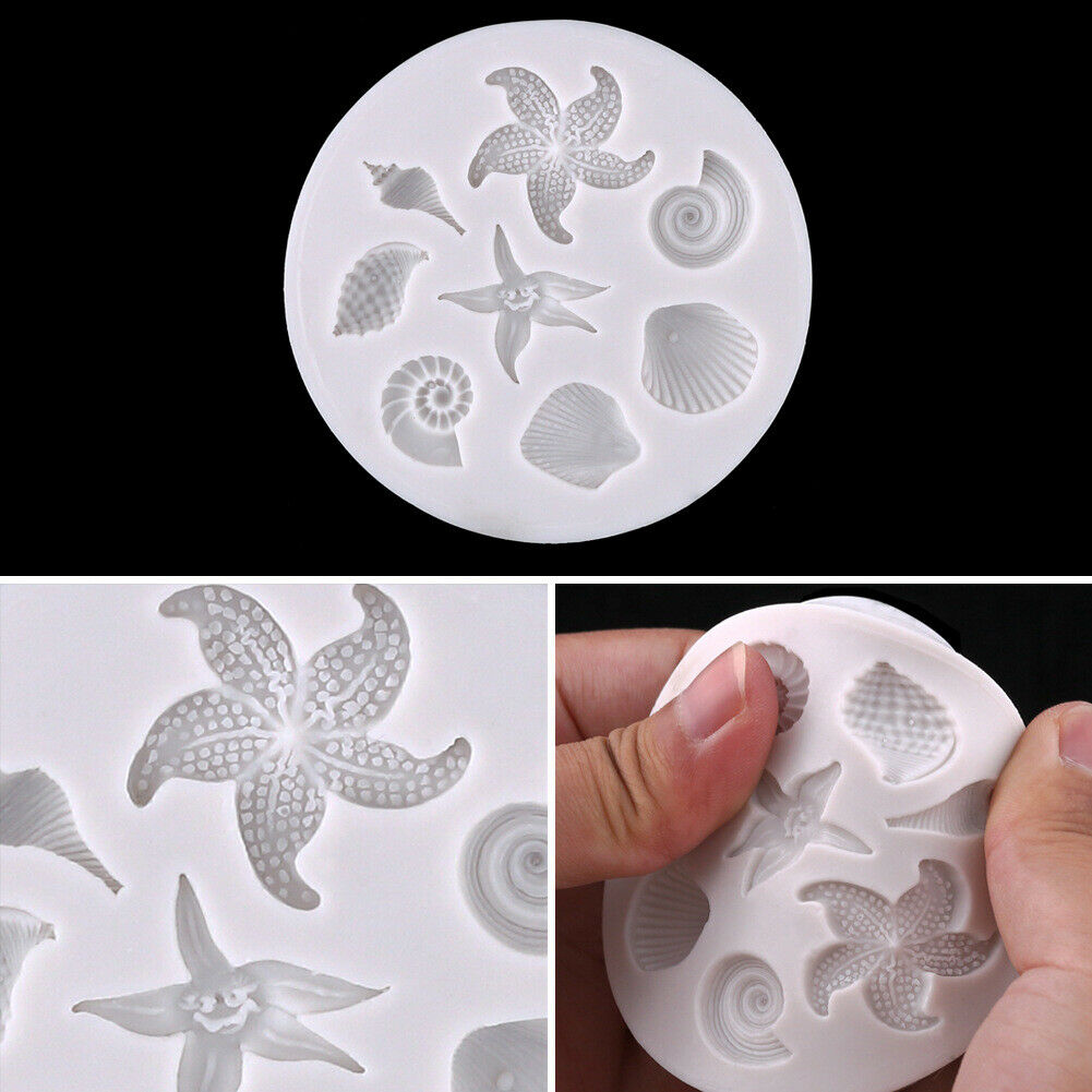 Sea Shell Silicone Fondant Mould Cake Sugarcraft Starfish Decorating Icing Mold-