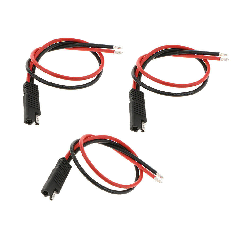 3pcs 12AWG 30A Solar Battery SAE Plug Harness Extension Cable 400mm