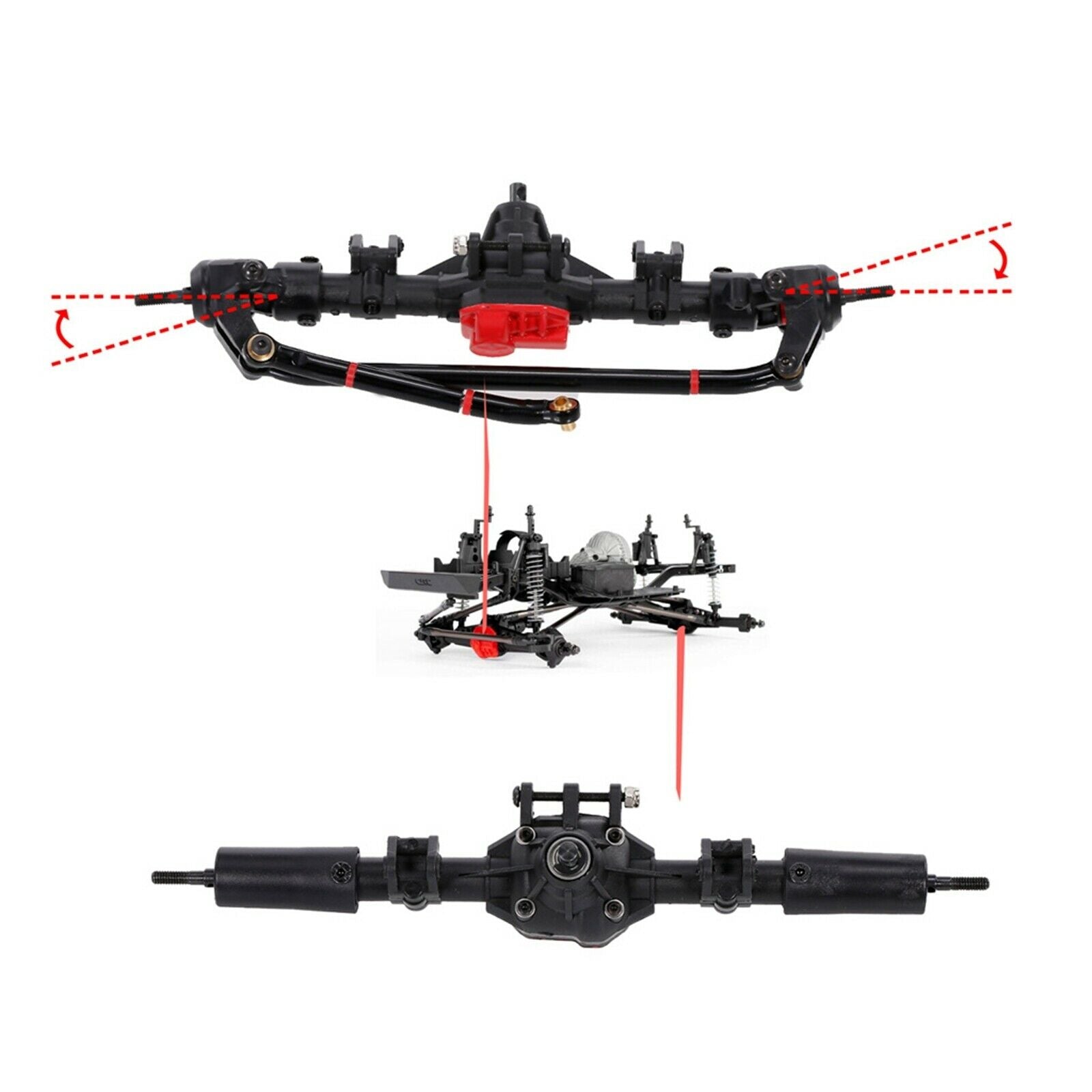 Upgrade RC Car Front/Rear Axle Set for Axial SCX10 Crawler Replacement Parts