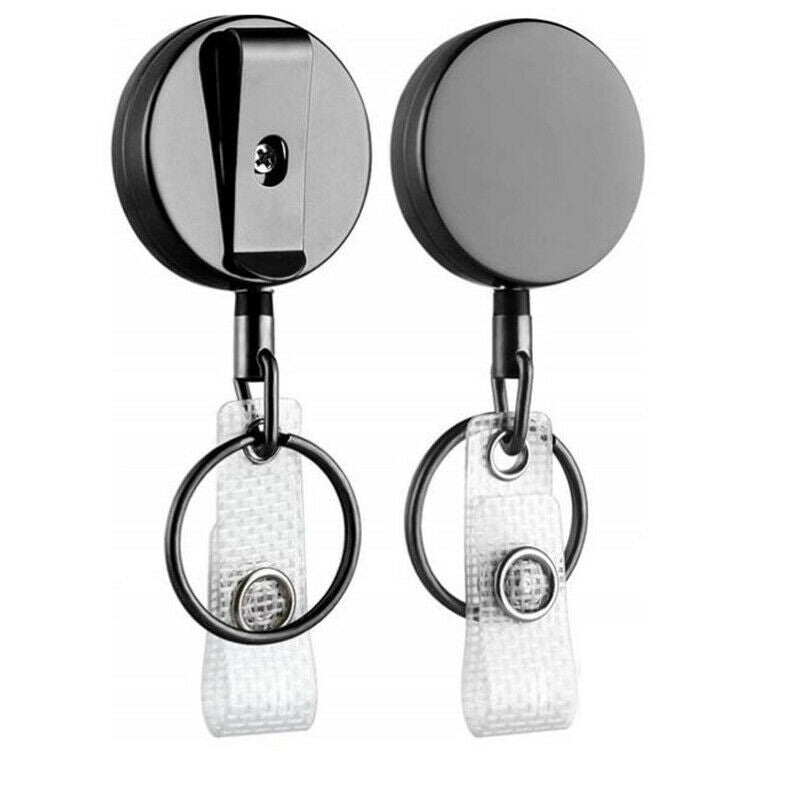 1pc Retractable Badge Holder Reel Name Card Keychain Metal ID Belt Clip KeyrBDA