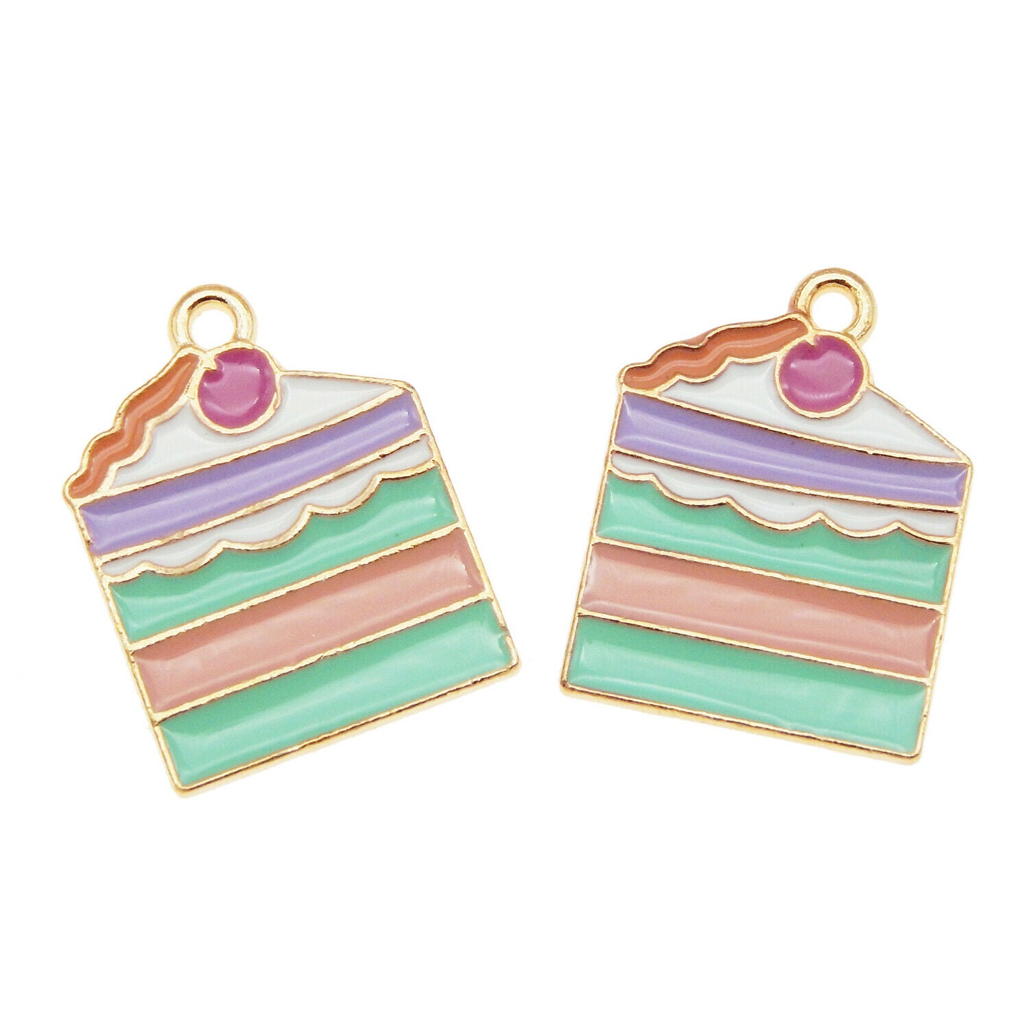 12PCS 20x15mm Cherry Cake Slice Enamel Plated Charms Pendant DIY Findings 54502