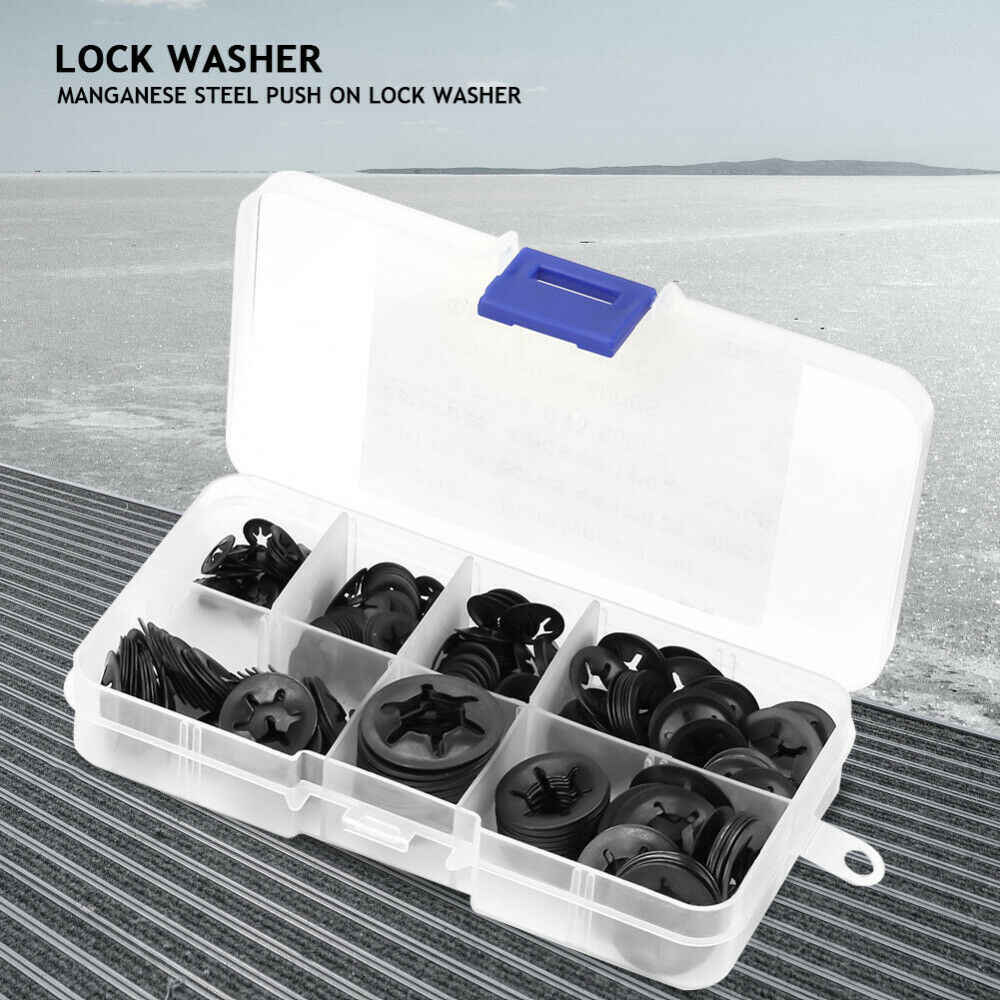 260X Push Nut Speed Lock Washer Clip Clips Assortment Kit M3 M4 M5 M6 M8 M10 M12