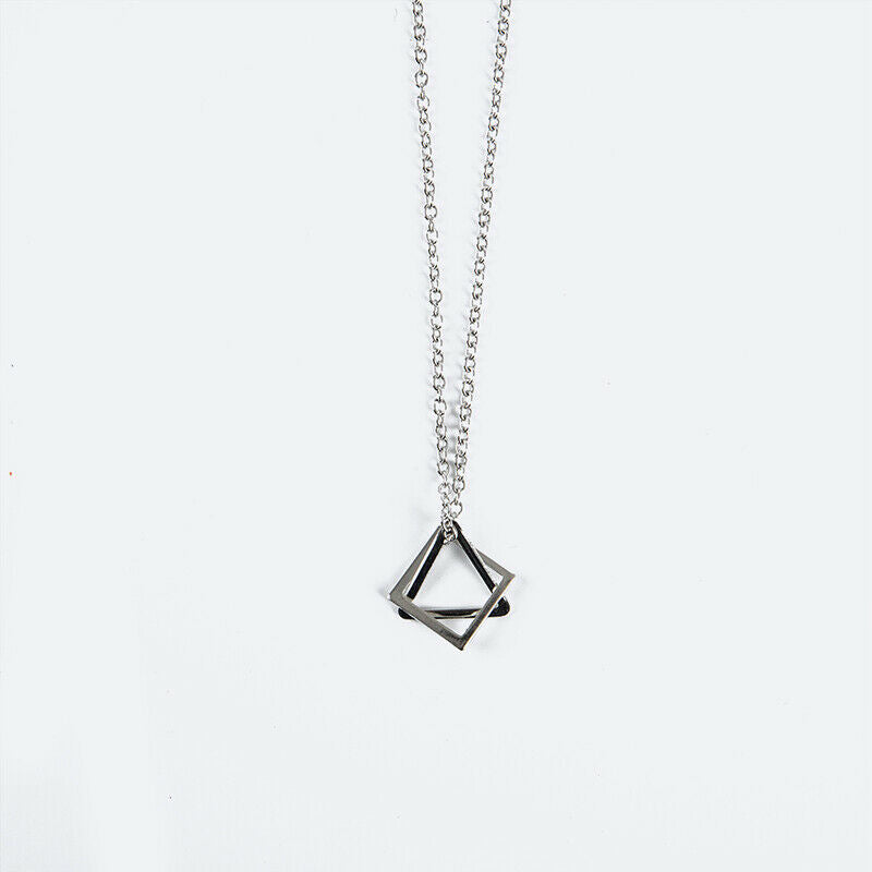 Fashion Simple Pendant Necklace Women Stainless Steel Geometric Interlock.l8