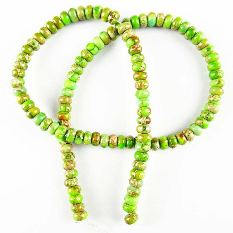 6x4mm Light Green Manmade Sea Sediment Jasper Rondelle Loose Bead 15.5 " 611DHS
