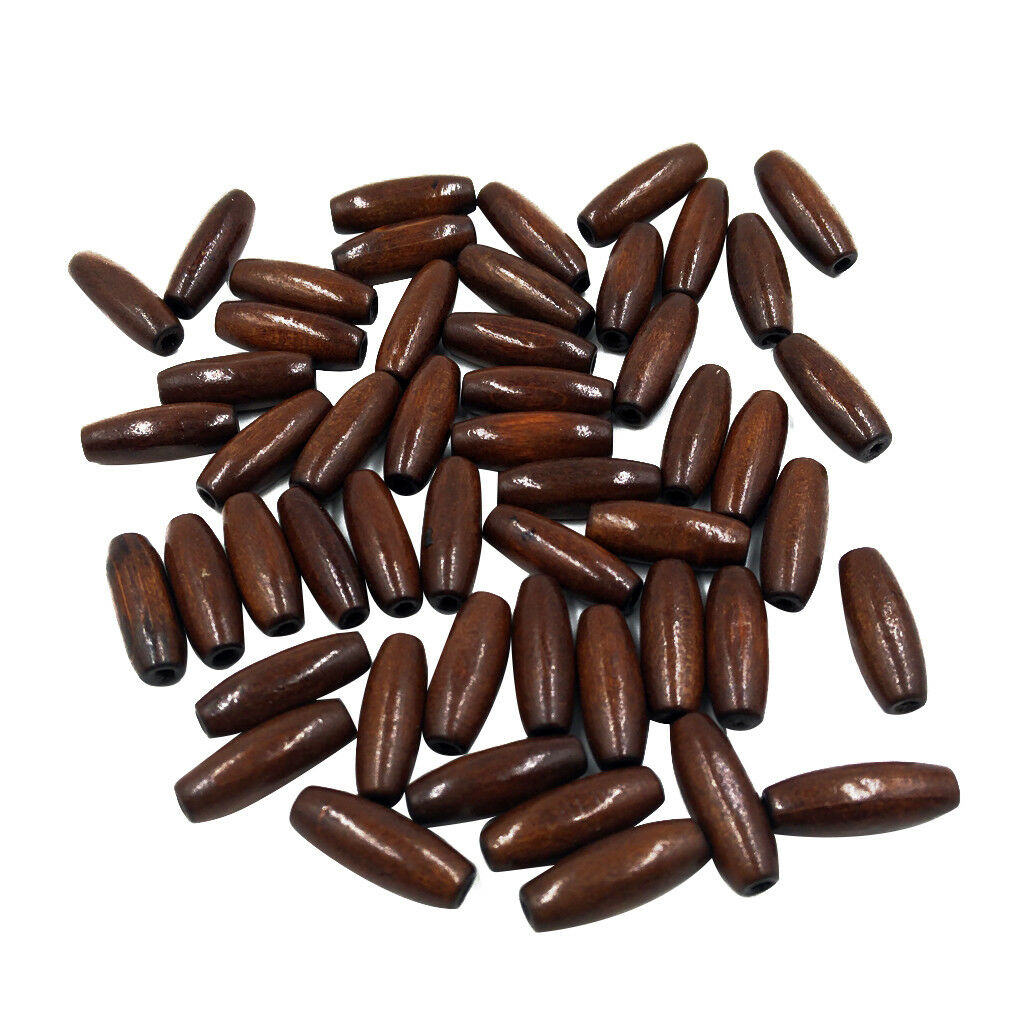50 Unique Wood Oval Long Tube Loose Spacer Beads Bracelet Making8x23mm