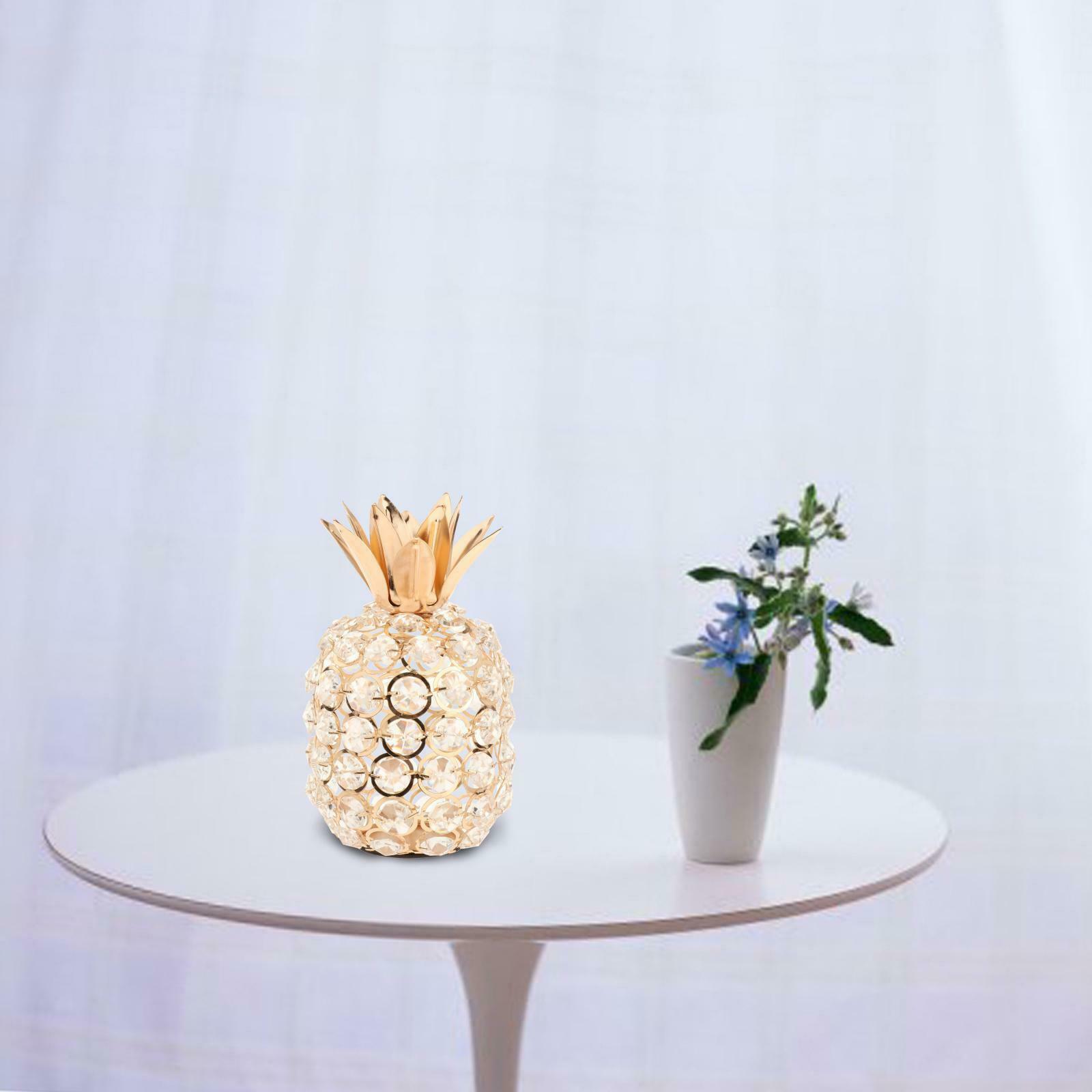 Shiny Crystal Studded Pineapple Fruit Ornament Art Tabletop Decor Crafts