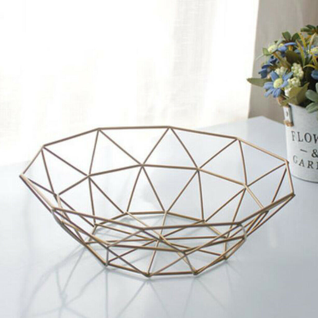 2pcs Fruit Bowl Basket Copper Wire Geometric Design with Modern Styling