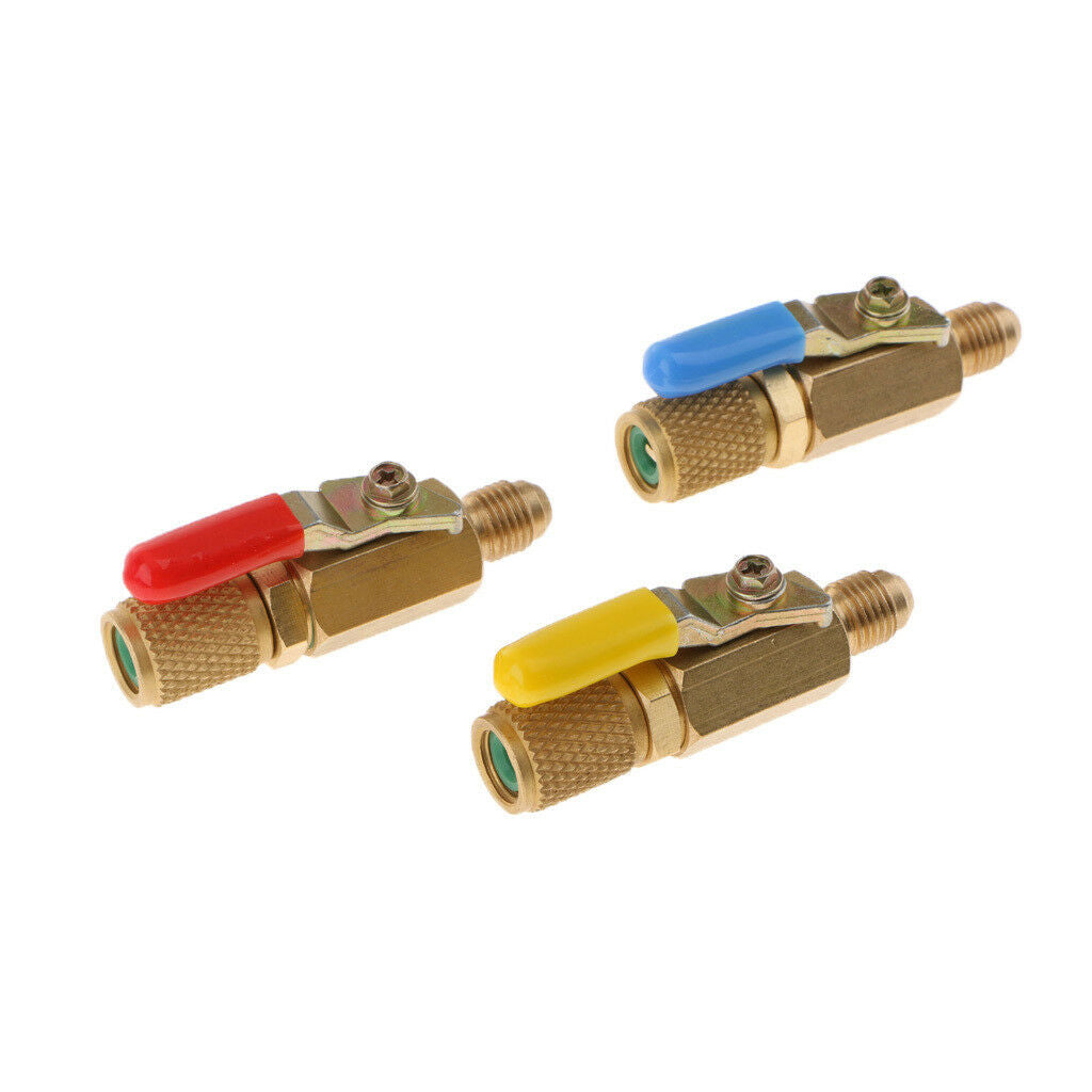 3pcs R134A R410A A/C 1/4 inch SAE  Recharge Shut off Ball Valves