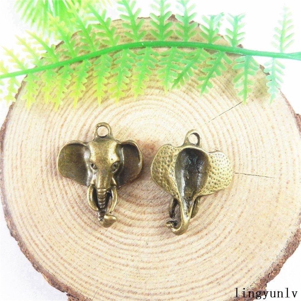 10pcs Antiqued Bronze Alloy Elephant Head Charms Pendant Jewelry Crafts 51194