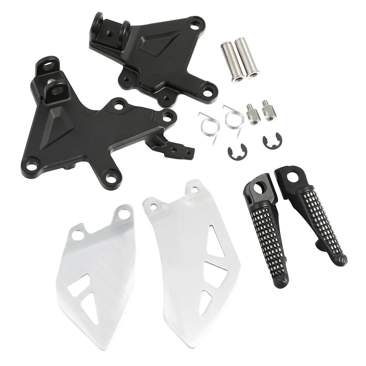 Front Foot Pegs Pedals Footrests + Brackets Fit For Kawasaki Ninja ZX10R 11-17