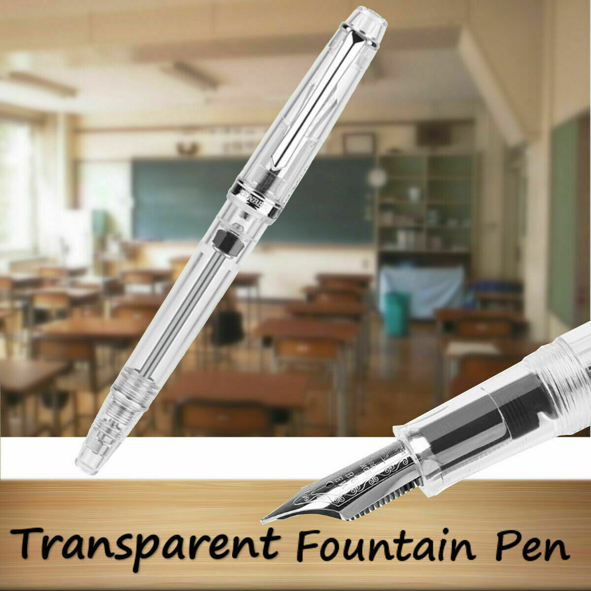 0.5mm Writing Penbbs 268 Transparent Negative pressure Fountain Pen Fine Nib