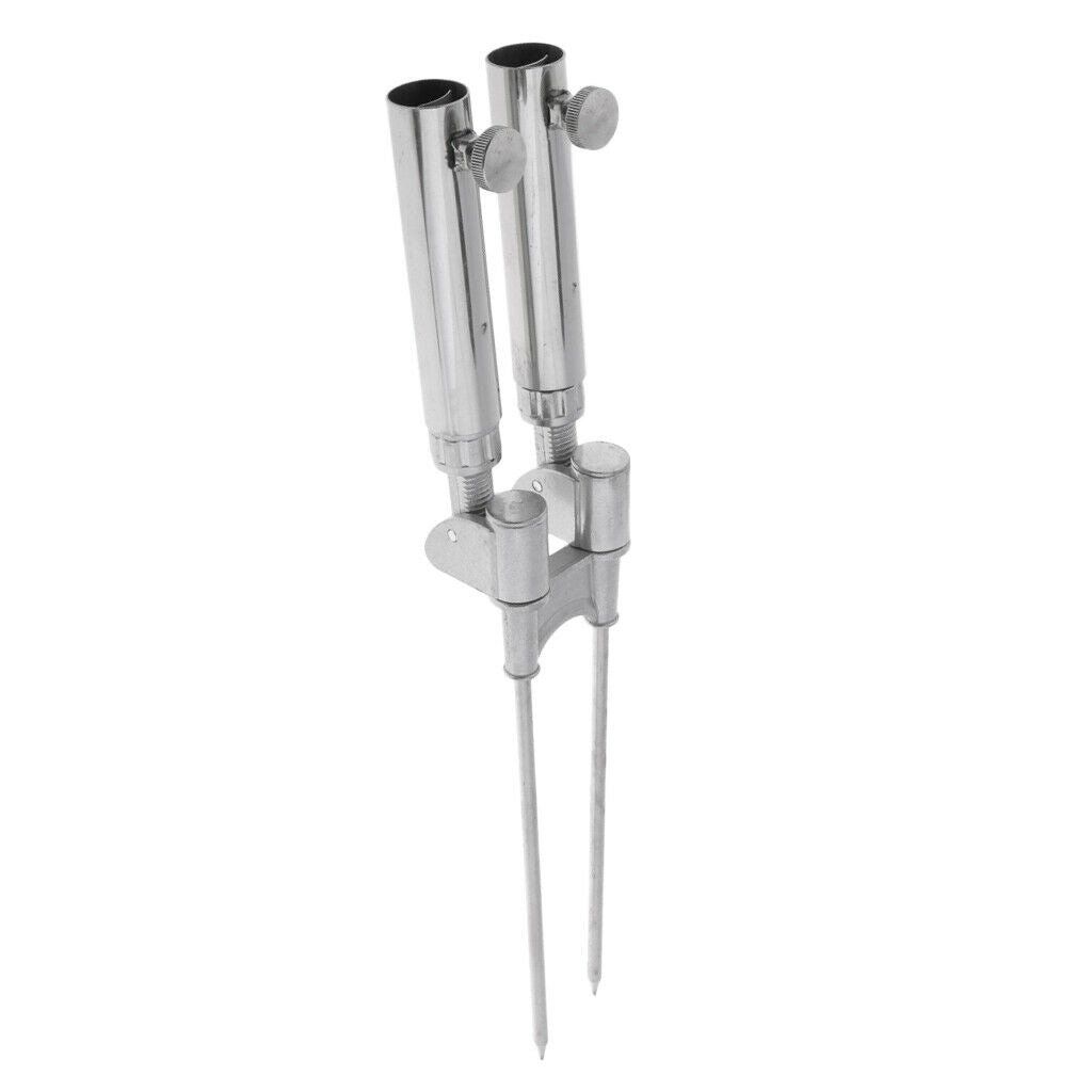 Universal Rotation Double Fishing Rod Pole Stand Bracket Rest Support Rack A