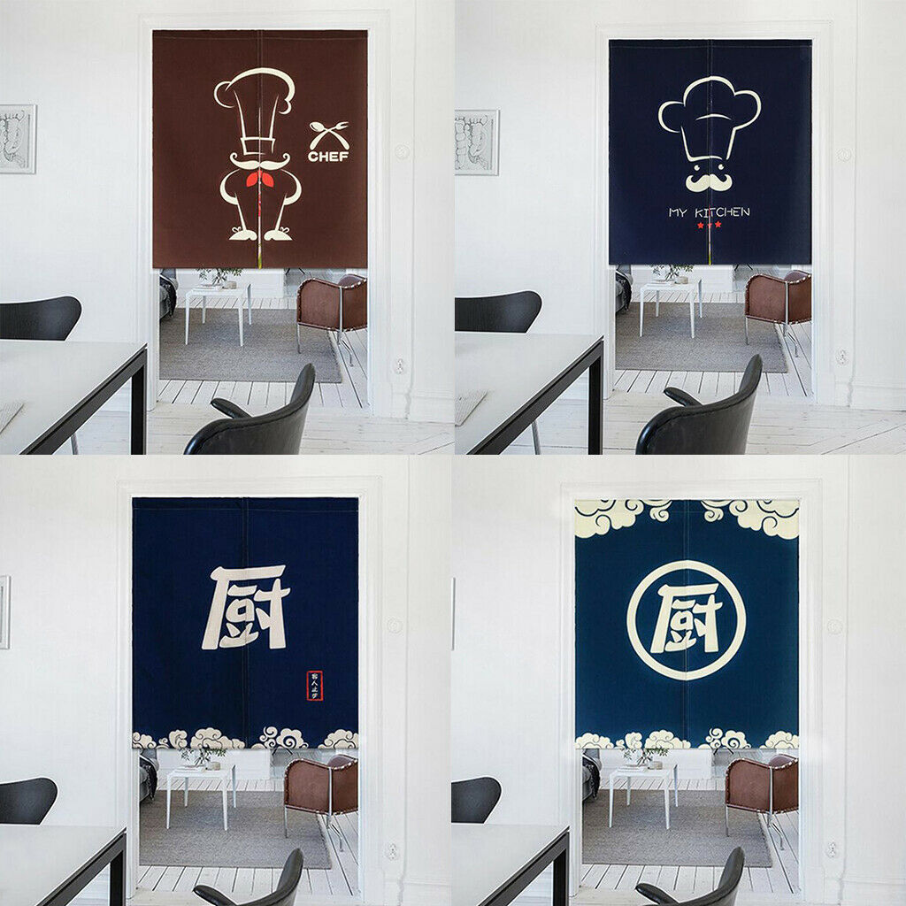 2 Pieces Japanese Tapestry  Half Divided Door Curtain Cafe Restaurant 85x90