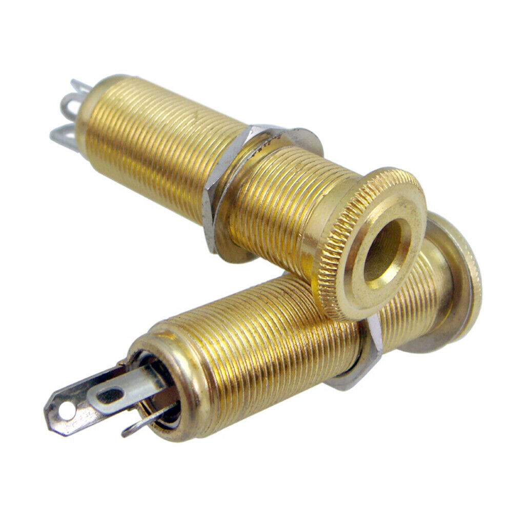 2 Pieces Threaded Cylinder 6.35mm Jack Socket Plug Guitar Bass Part A+B Accs