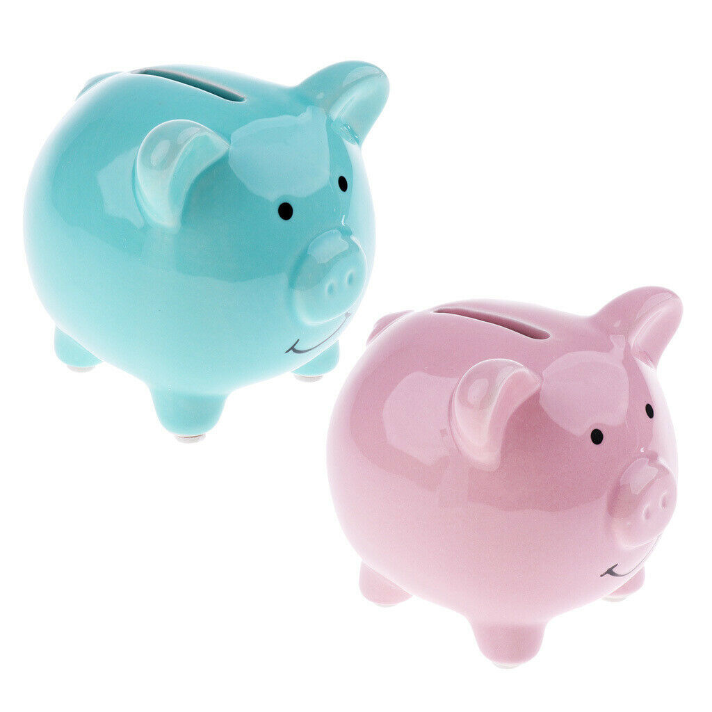 Adorable Ceramic Kids Piggy Bank Money Box Craft Funny Gift S-Pink Pig Shape