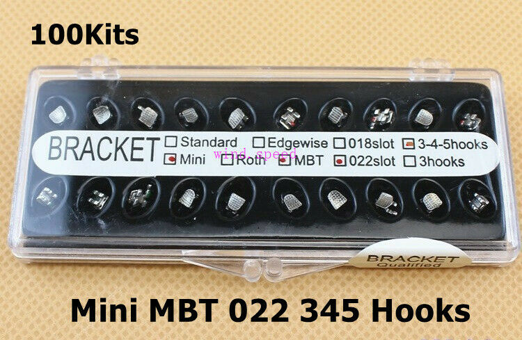 100kits Dental Orthodontic Brackets Mini MBT 022 345 Hooks Metal Molar Braces