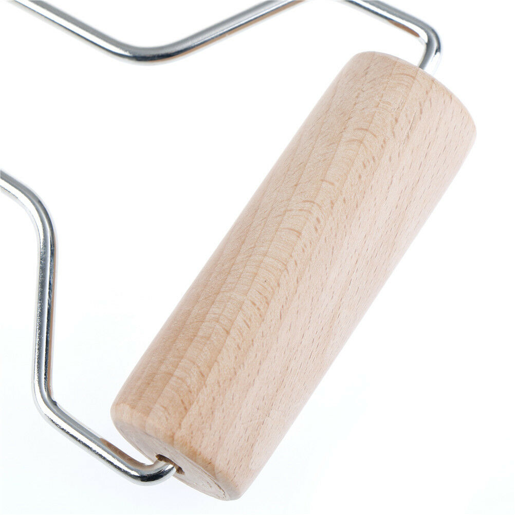 1pc Wood Clay Roller Pottery Rolling Pin Modelling Tool Stainless Steel HandleBD