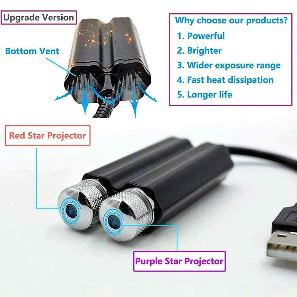 USB Star Night Light For Car Bedroom Roof Romantic Projector Atmosphere Lamp