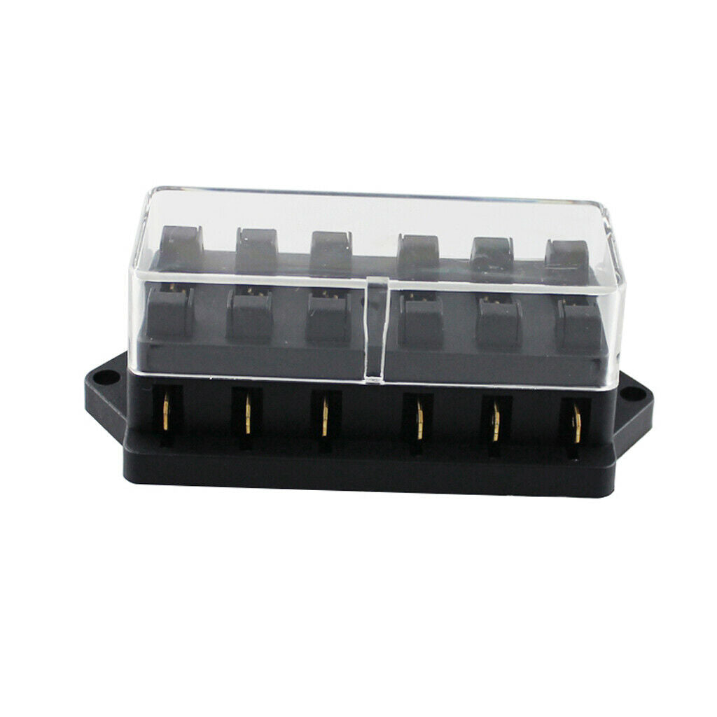 6 Way Circuit Fusebox Blade Fuse Terminal Holder Universal Car Vehicle