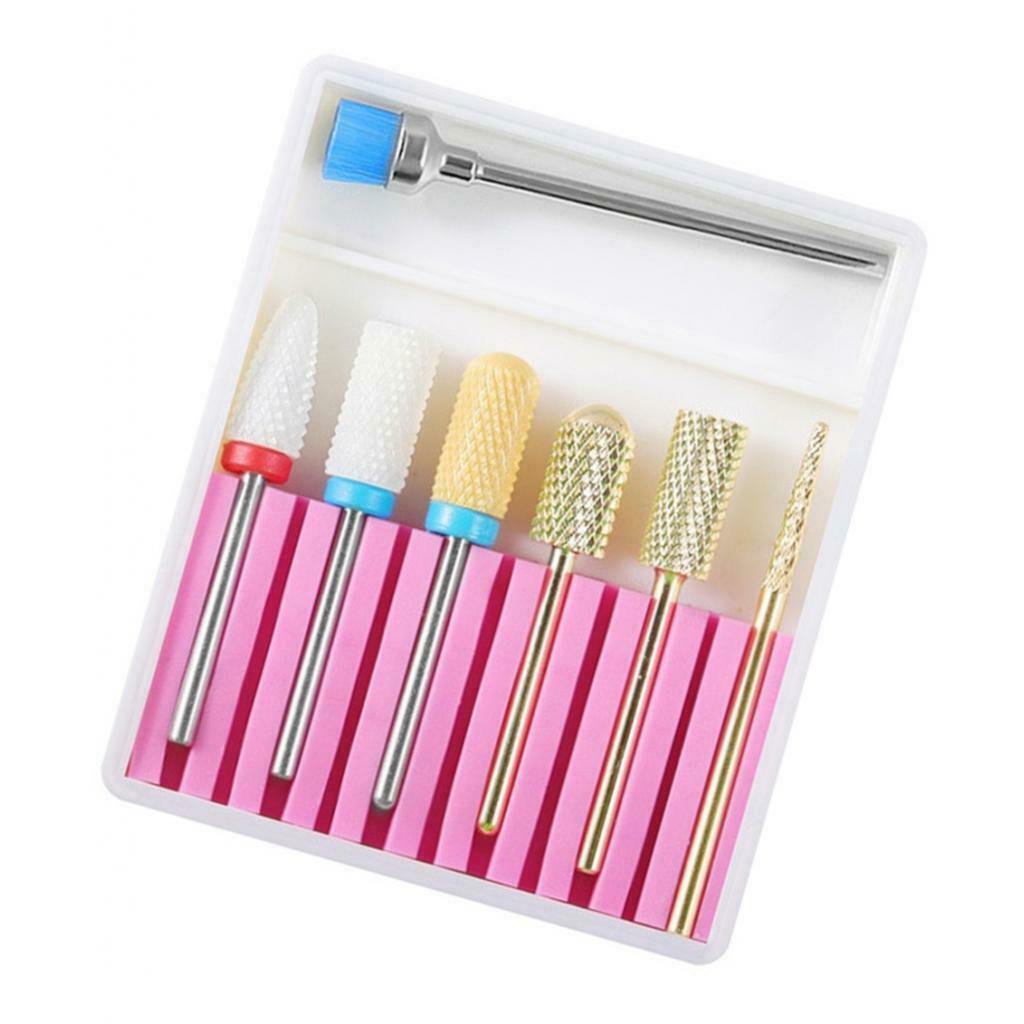 7 Packs Nail Drill Bits Set Electric Manicure Nails Files Bit with Brush 5