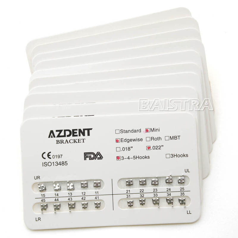 50 Packs Orthodontic Dental Bracket Braces Mini Edgewise .022 Hooks 3-4-5 AZDENT