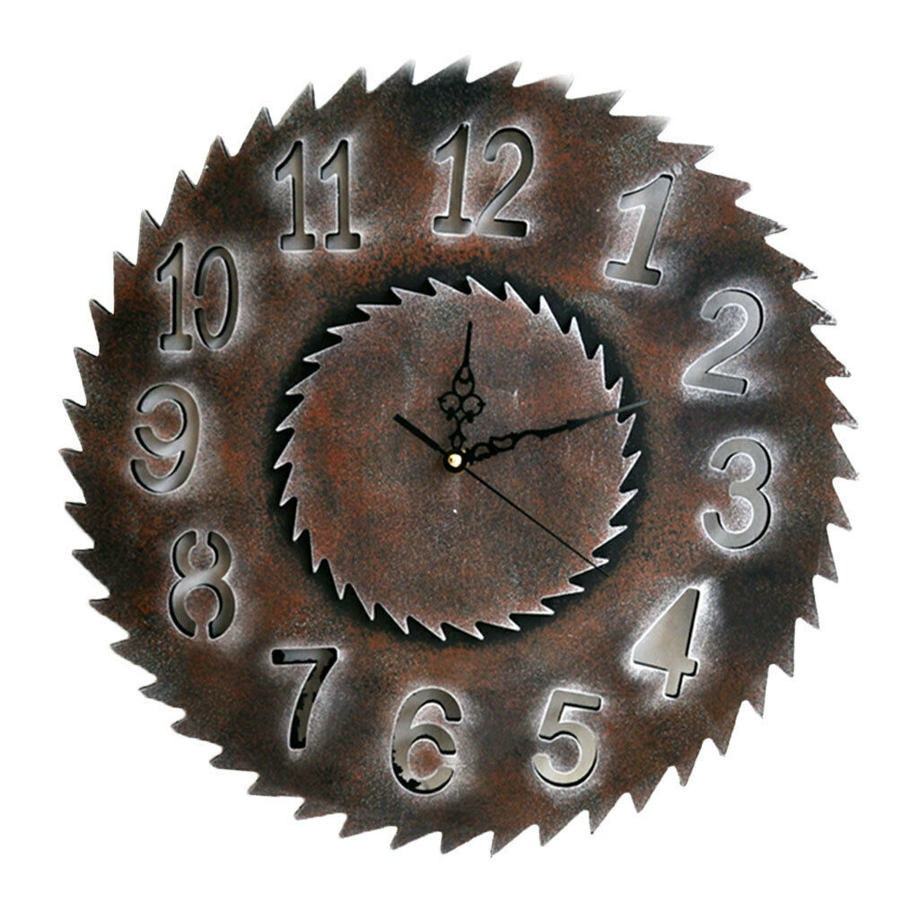 Industrial Style Wooden Gear Wall Clock