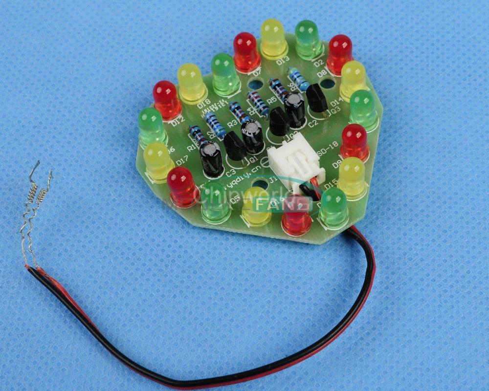 Christmas Heart-shaped LED Flashing Light Circuit DIY Kit Electronic 48MM * 51MM