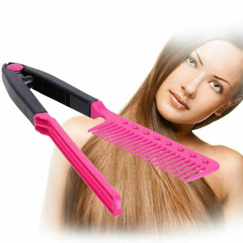 DIY Salon V Styling Hair Straightener Brush Straightening Comb Hairdress Tool~~