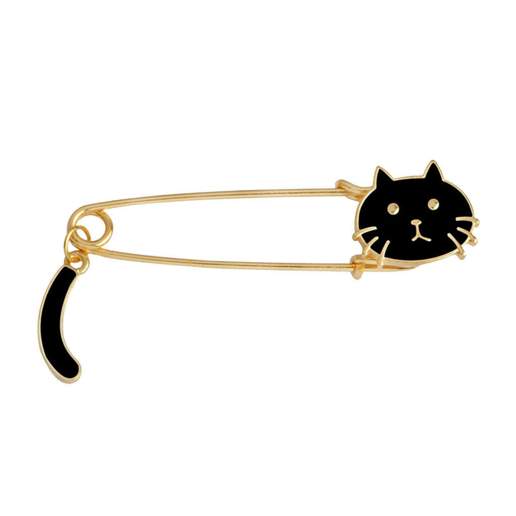 Prettyia 2pcs Women Kilt Pin Animal Cat Brooch Large Safety Pins Charming enamel