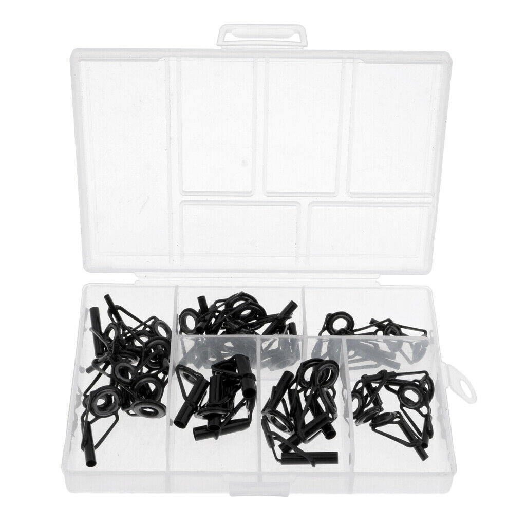 40Pcs Stainless Steel Fishing Rod Guides Ring Rod Repair Part Kit DIY Tips Ring