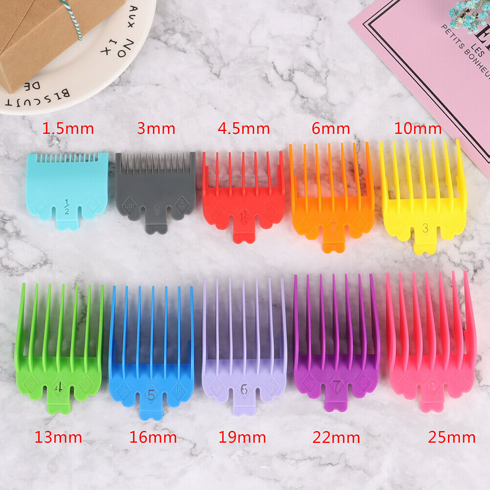 10pcs Barber Shop Styling Comb ts Clipper Hair Limit Comb Trimmer Attachm BW Kt