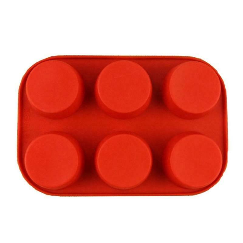 6 Cavity Cylinder Cake Baking Molds Soft Silicone Chocolate Candy Non-stick Bake