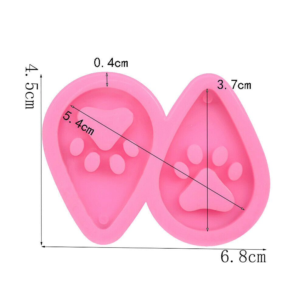 Cute Paw Tear Drop Earrings Silicone Mold Jewelry Keychain Pendant Epoxy Casting