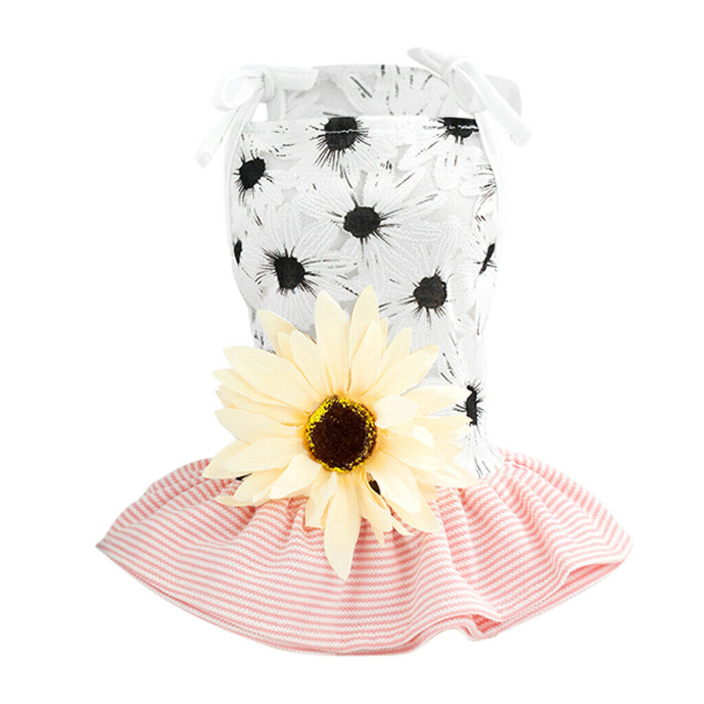 2 x Cotton Dog Dresses, Girl Dog Dress Party Birthday Pet Apparel for