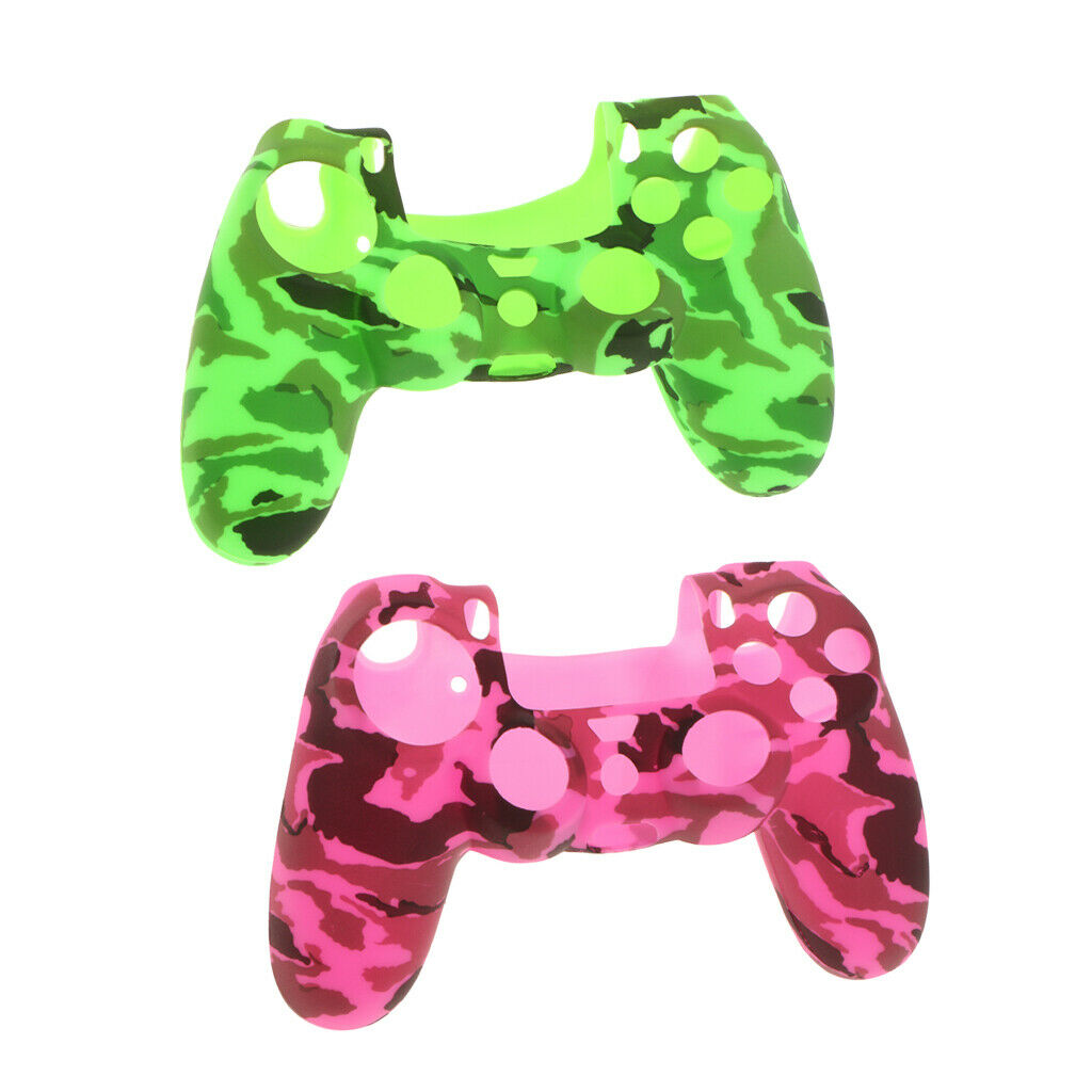 2Pieces Pro Rubber Case Skin Cover Protector Colorful for Sony PS4 - Green/Red