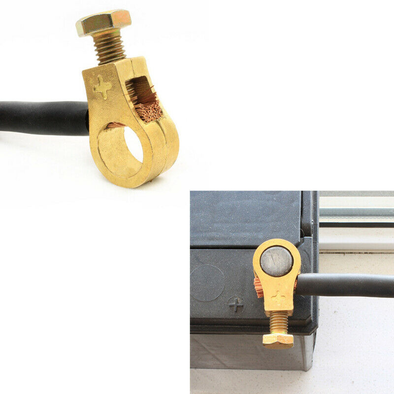 2PC Pure Brass Heavy Duty Battery Top Post Cable Terminal Wire Connector 17-19mm