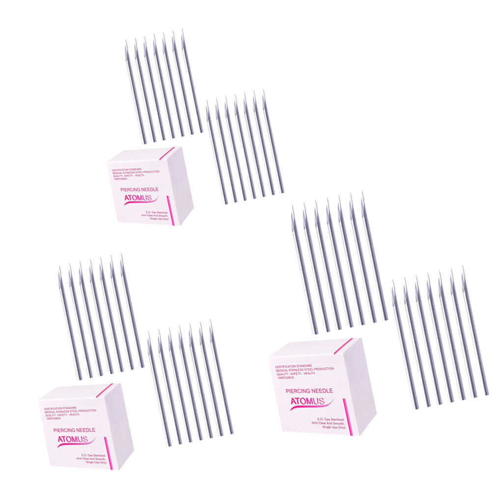 300Set Sterile Lips Piercing Needles Sterilized Tri Bevel Tattoo Machine